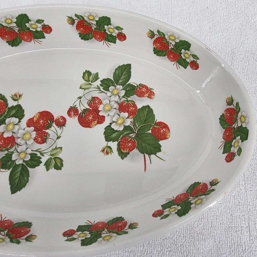 Portmeirion Pottery Strawberry Oval Serving Platter Made in England Vintage